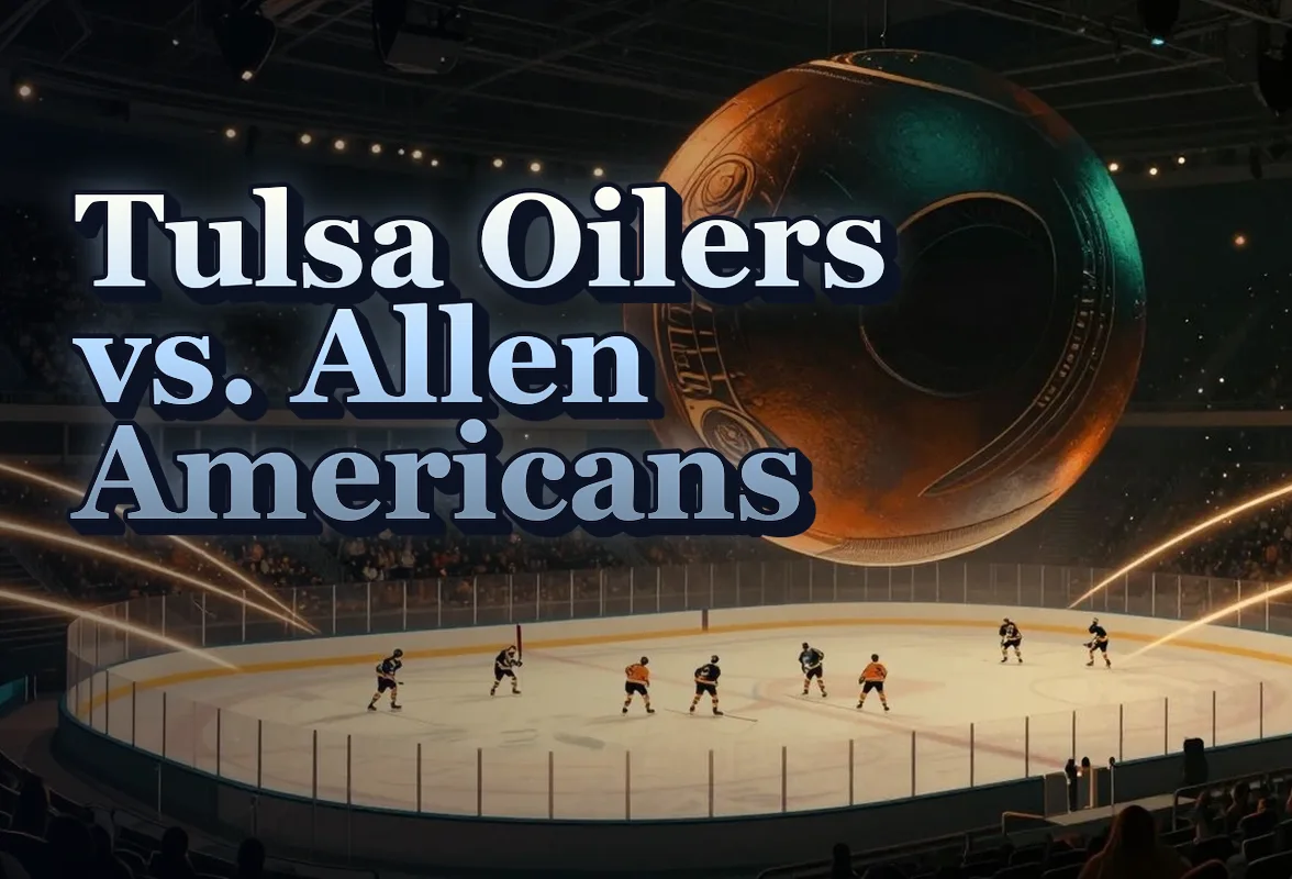 Illustrated event poster for Tulsa Oilers vs. Allen Americans