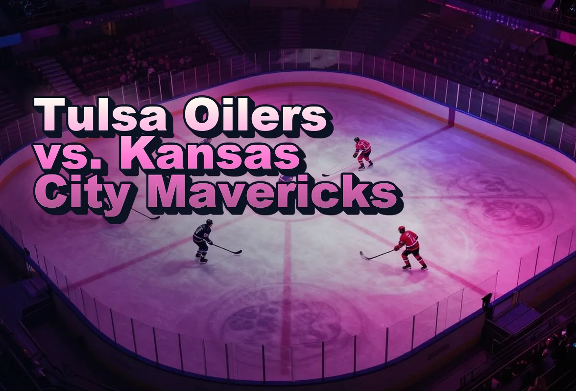Illustrated event poster for Tulsa Oilers vs. Kansas City Mavericks