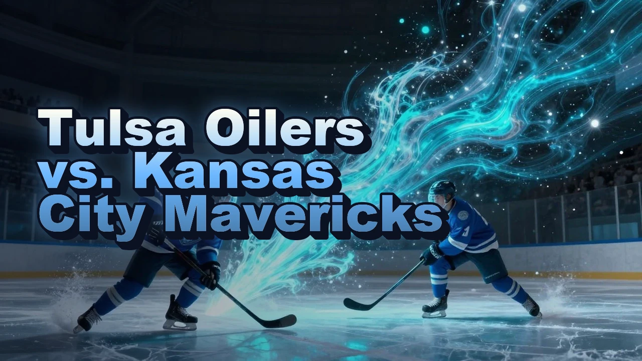 Illustrated event poster for Tulsa Oilers vs. Kansas City Mavericks