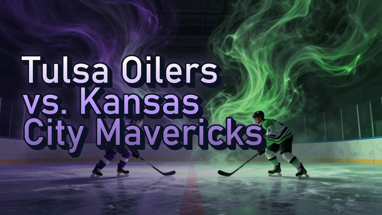 Illustrated event poster for Tulsa Oilers vs. Kansas City Mavericks