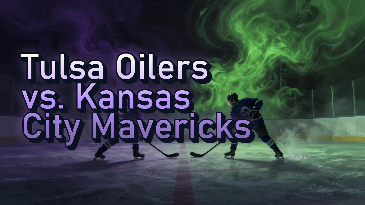 Illustrated event poster for Tulsa Oilers vs. Kansas City Mavericks