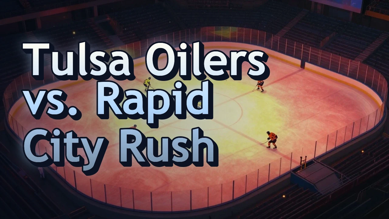 Illustrated event poster for Tulsa Oilers vs. Rapid City Rush