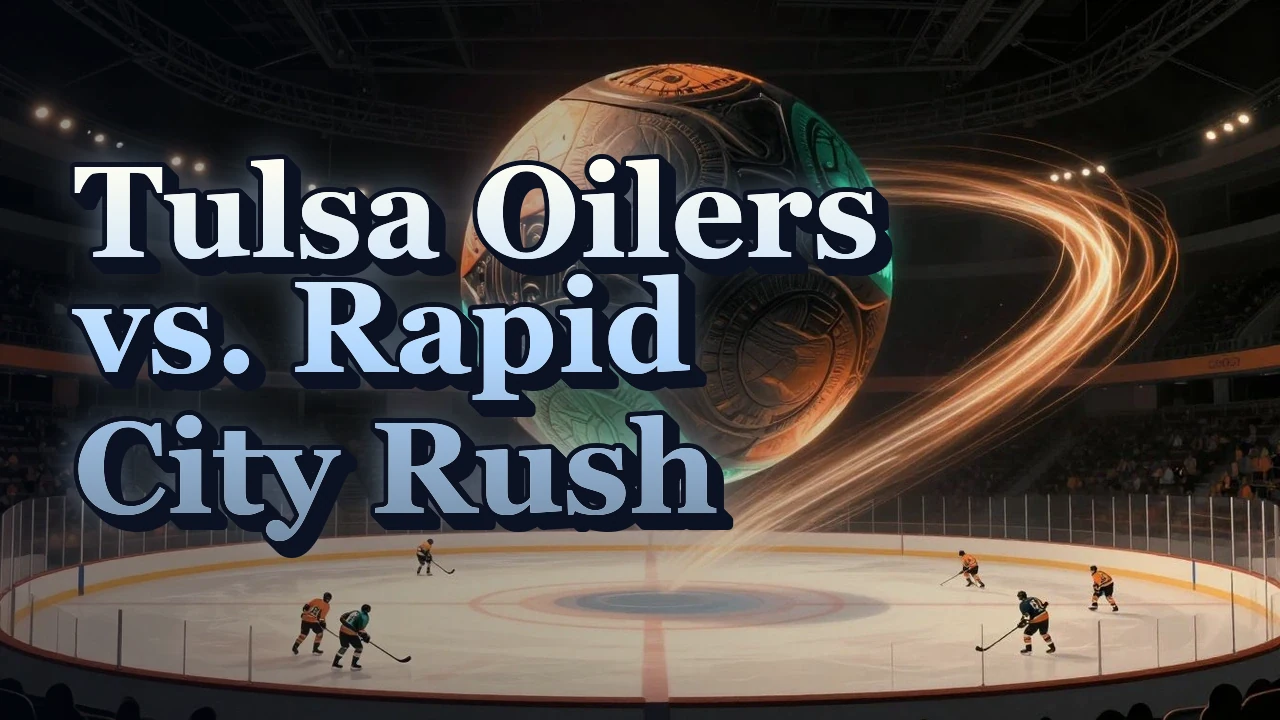 Illustrated event poster for Tulsa Oilers vs. Rapid City Rush
