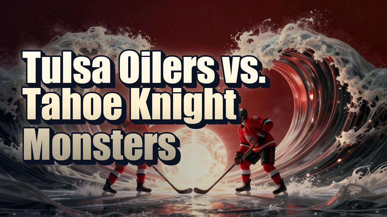 Illustrated event poster for Tulsa Oilers vs. Tahoe Knight Monsters