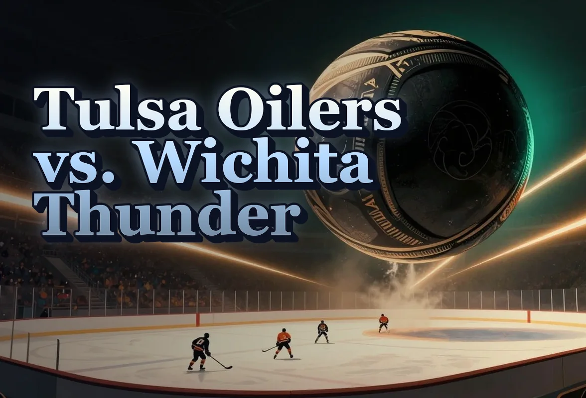Illustrated event poster for Tulsa Oilers vs. Wichita Thunder