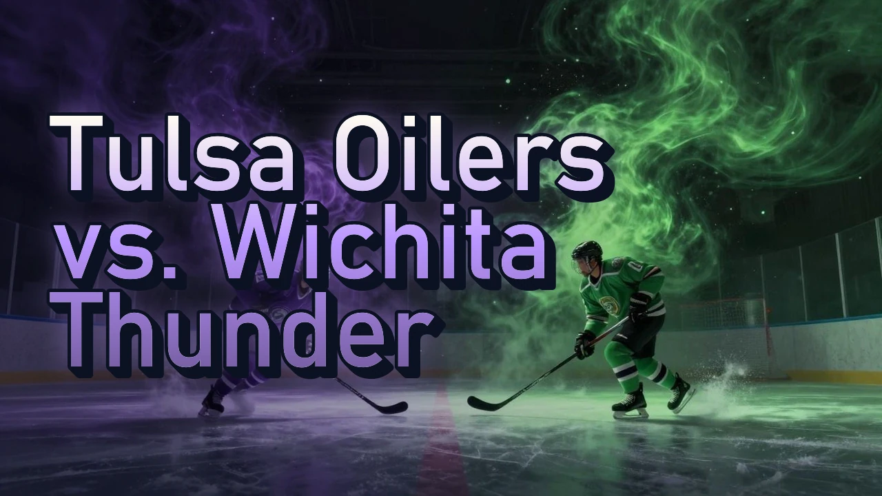 Illustrated event poster for Tulsa Oilers vs. Wichita Thunder