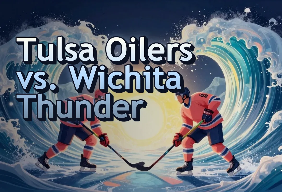 Illustrated event poster for Tulsa Oilers vs. Wichita Thunder