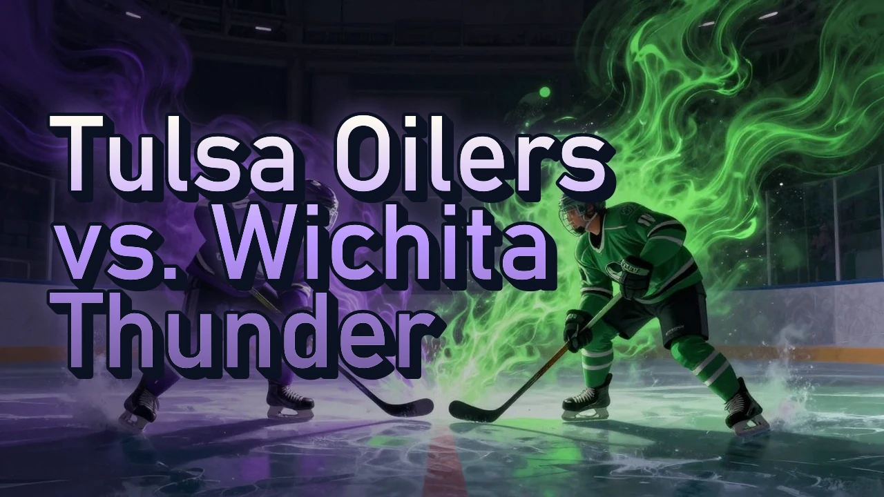 Illustrated event poster for Tulsa Oilers vs. Wichita Thunder