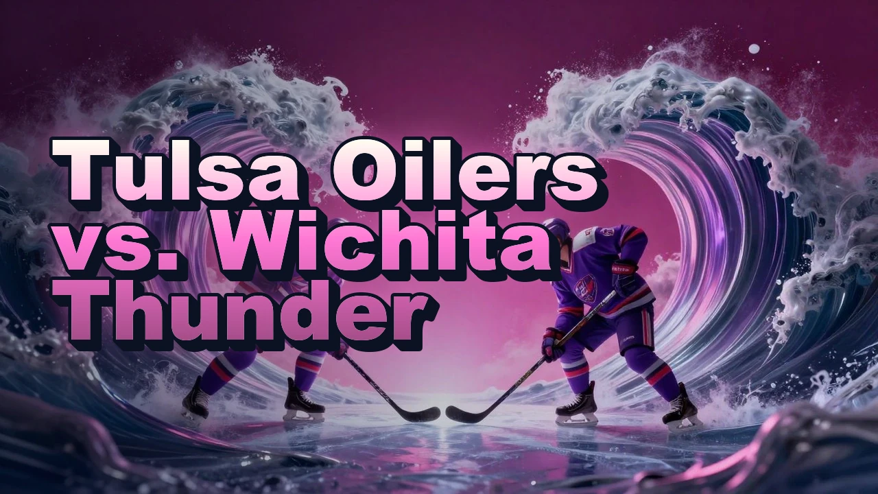 Illustrated event poster for Tulsa Oilers vs. Wichita Thunder