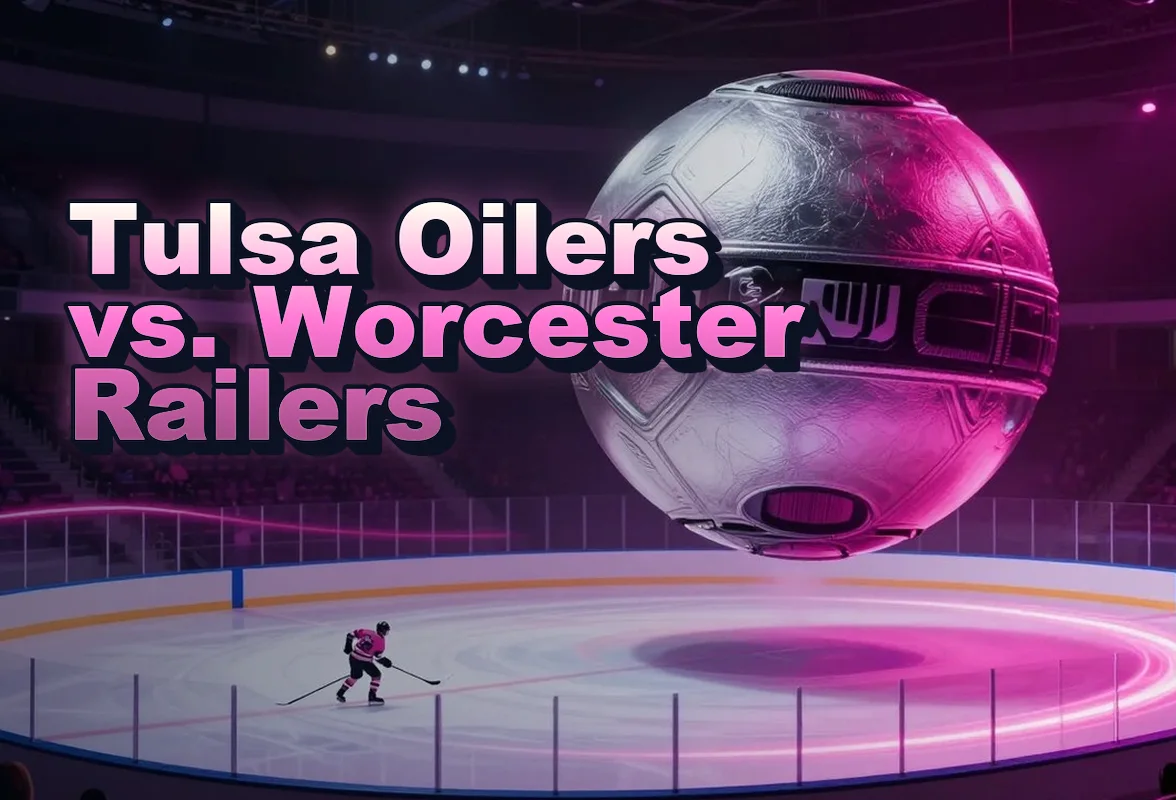Illustrated event poster for Tulsa Oilers vs. Worcester Railers