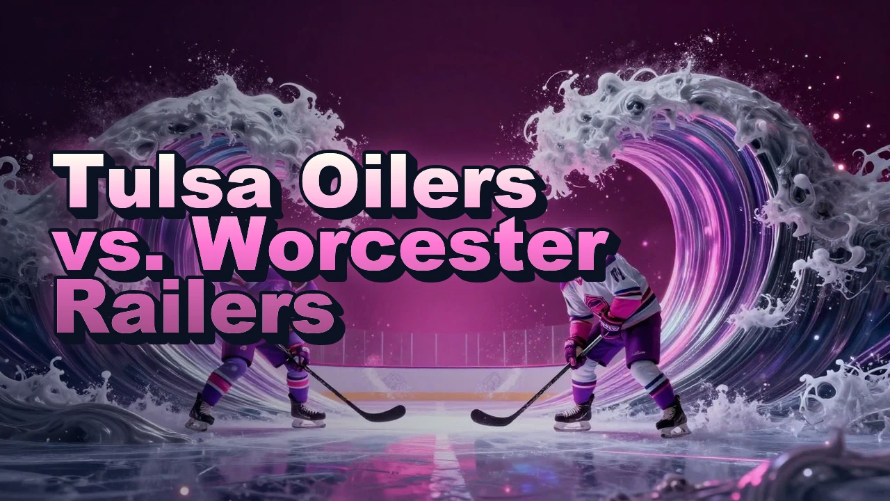 Illustrated event poster for Tulsa Oilers vs. Worcester Railers