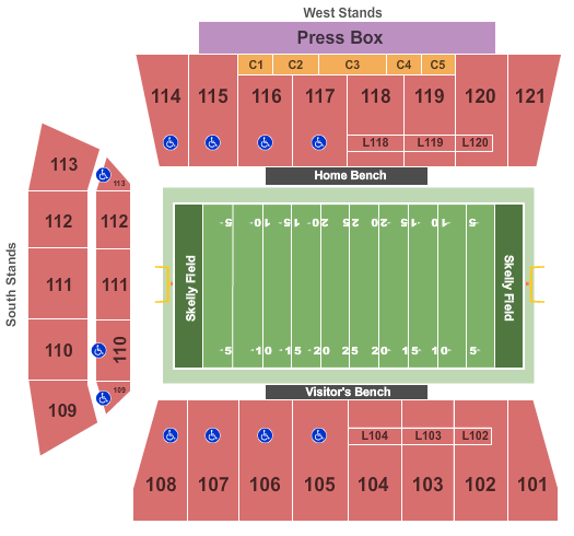TicketNetwork seating chart for Tulsa Golden Hurricane vs. Charlotte 49ers at Skelly Field at H.A. Chapman Stadium