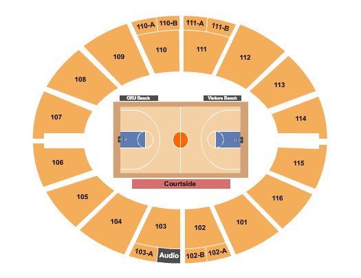 Event-specific Oral Roberts Golden Eagles vs. Northwestern Oklahoma State Raiders seating chart at Mabee Center