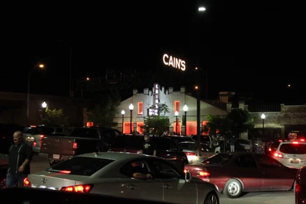 Cain’s Ballroom exterior illuminated at night in 2012